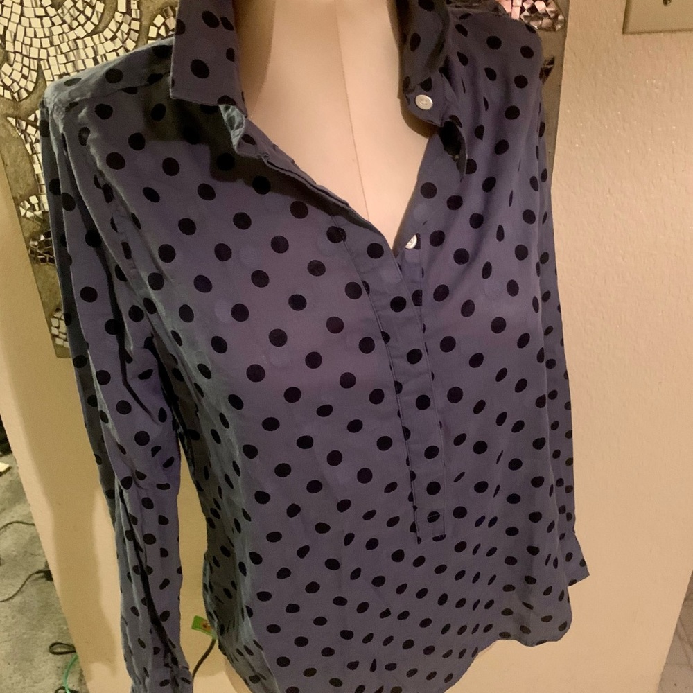 J.crew purple poke a  dot shirt top XS